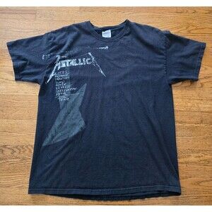 Metallica Setlist Black Crewneck Graphic T-Shirt Hanes Size XL